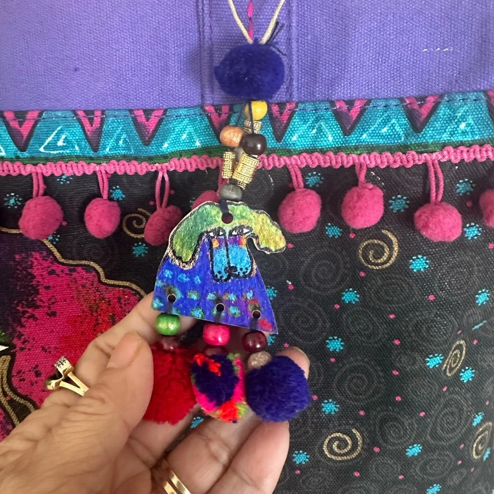 Laurel Burch Purple and Multicolor Artistic Laptop Bag